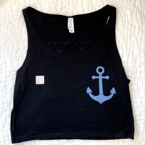 Bella Canvas Delta Gamma navy tank with bright blue anchor. Size M/L.  New.